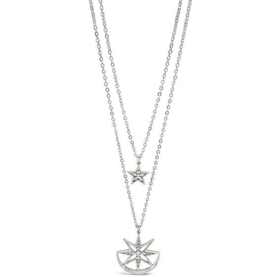 Absolute Silver Star Double Layer Necklace