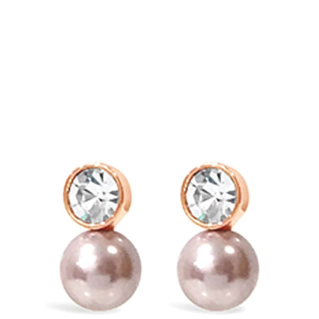 Absolute Simple Rose Gold Pearl Drop Stud Earrings