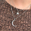 Absolute Star & Moon Layered Necklace - Silver