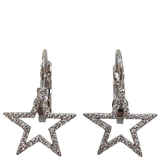 Absolute Crystal Star Drop Earrings - Silver