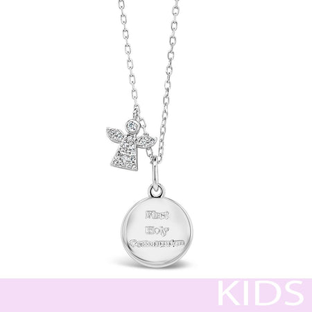 Absolute Kids Sterling Silver Angel Disc Necklace