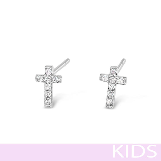Absolute Kids Silver Cross Earrings
