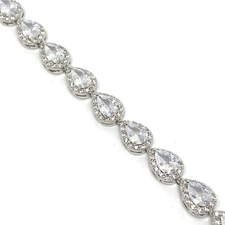 Absolute Silver Pear Drop Crystal Bracelet