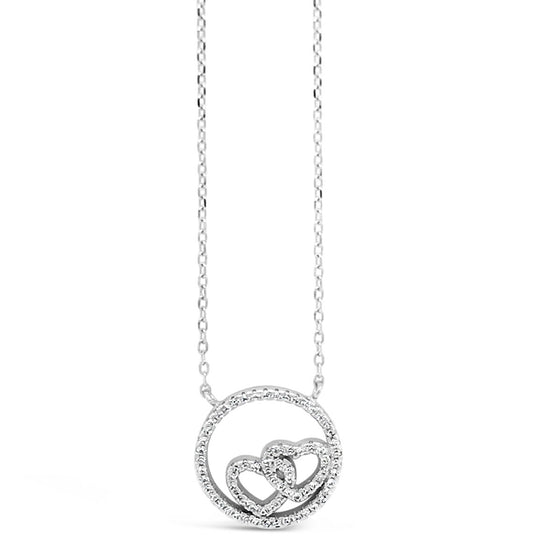 Absolute Sterling Silver Double Heart Necklace