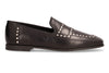 Alpe Black Leather Studded Loafers