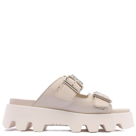 Alpe Chunky Nude Leather Buckle Sandals