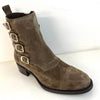Alpe Khaki Suede Side Buckle Ankle Boots