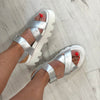 Alpe Silver Leather Chunky Sandals