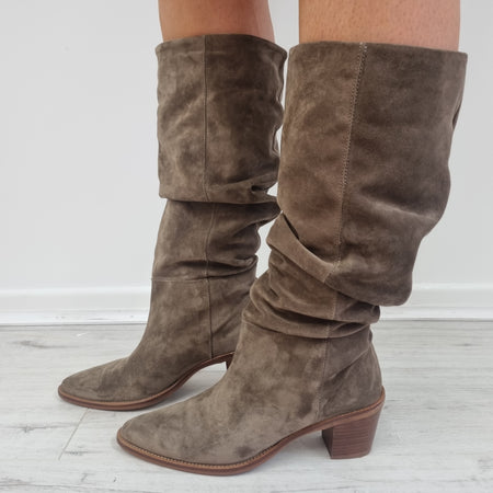 Alpe Taupe Suede Slouch Boots