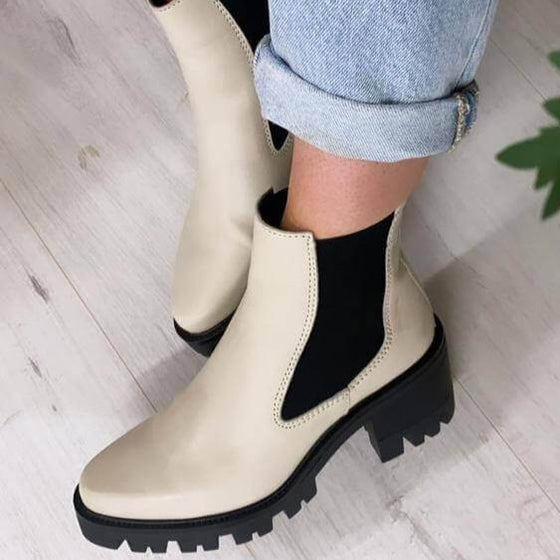 Alpe White Leather Pull On Boots