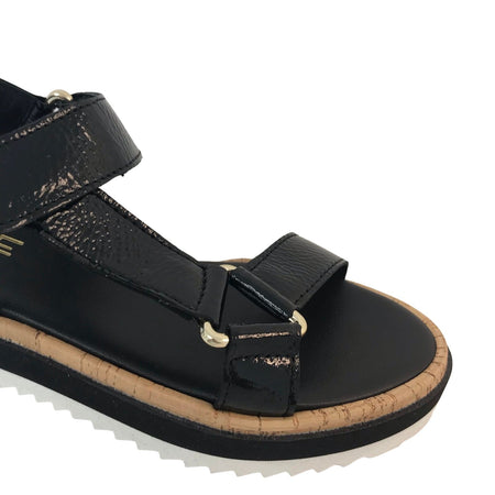 Alpe Black Patent Sandals