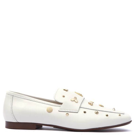 Alpe White Studded Loafers