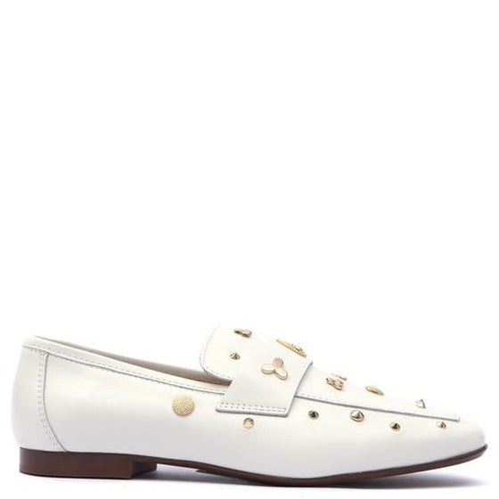 Alpe White Studded Loafers 41450