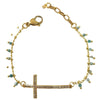 Angela D'Arcy Gemstone Gold Cross Bracelet - Amazonite