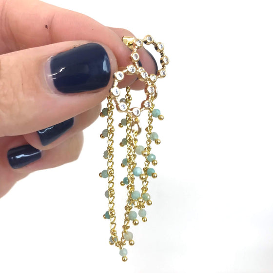Angela D'Arcy Gold Signature Beaded Earrings  - Amazonite Star Lights