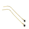 Angela D'Arcy Gold Threader Earrings - Black Star