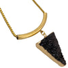 Angela D'Arcy Gold Triangle Necklace - Druzy Black
