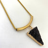 Angela D'Arcy Gold Triangle Necklace - Druzy Black