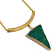 Angela D'Arcy Gold Triangle Necklace - Druzy Green