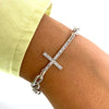 Angela D'Arcy Link Bracelet - Silver Cross