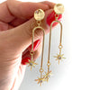 Angela D'Arcy Signature Star Drop Earrings - Gold Clear