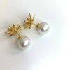Angela D'Arcy Starburst Stud Earrings - Gold Pearl