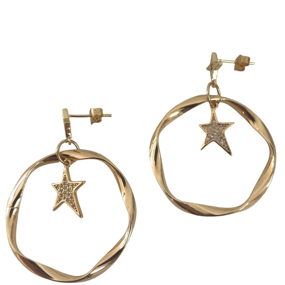 Angela D'Arcy Stars Gold Hoop Earrings  - All Star
