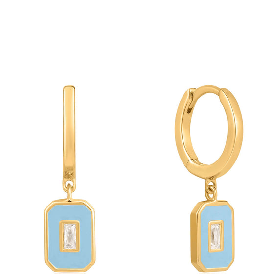 Ania Haie Bright Future Blue Enamel Gold Hoop Earrings