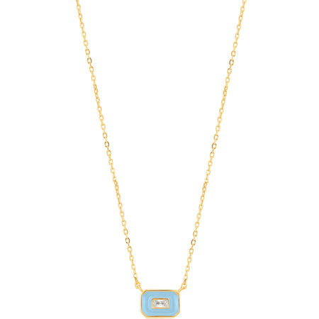 Ania Haie Bright Future Blue Enamel Gold Necklace
