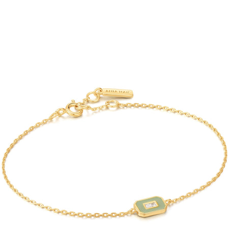 Ania Haie Bright Future Sage Enamel Gold Bracelet