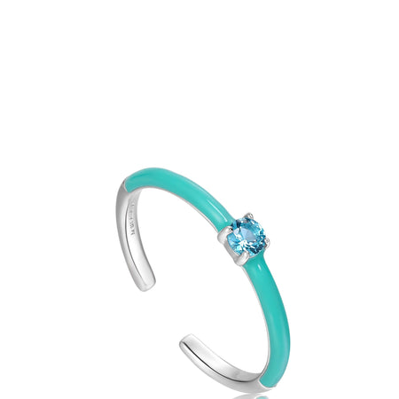 Ania Haie Bright Future Teal Enamel Silver Ring