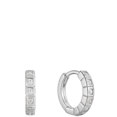 Ania Haie Glam Rock Silver Huggie Hoop Earrings