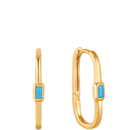 Ania Haie Into The Blue Turquoise Oval Hoop Gold Earrings