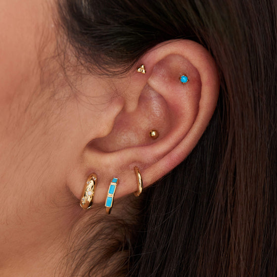 Ania Haie Into The Blue Turquoise Small Hoop Gold Earrings