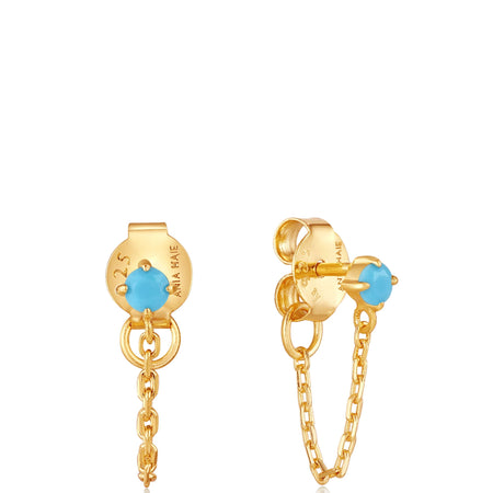 Ania Haie Into The Blue Turquoise Gold Chain Drop Earrings