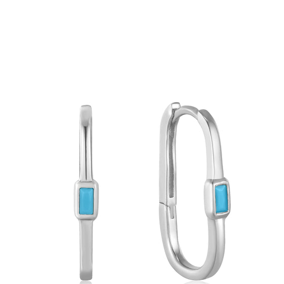 Ania Haie Into The Blue Turquoise Silver Oval Hoop Earrings