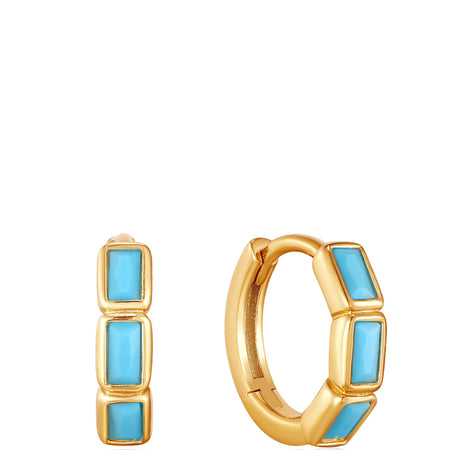 Ania Haie Into The Blue Turquoise Small Hoop Gold Earrings