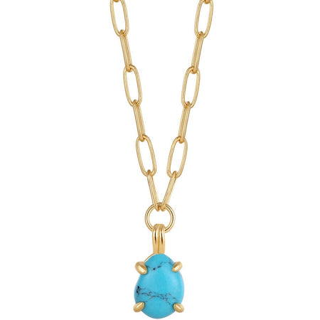 Ania Haie Making Waves Turquoise Drop Pendant Gold Necklace