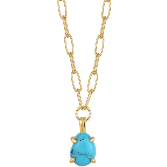 Ania Haie Making Waves Turquoise Drop Pendant Gold Necklace