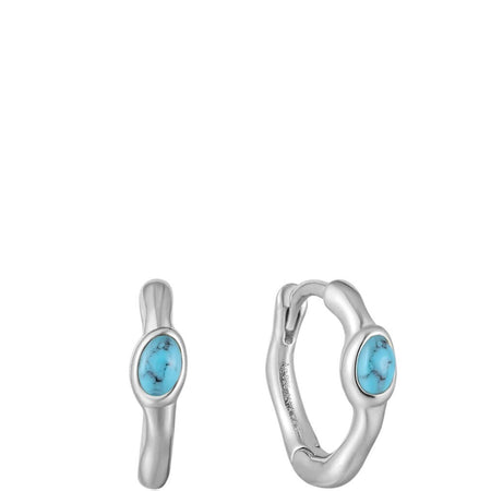 Ania Haie Making Waves Turquoise Huggie Hoop Silver Earrings