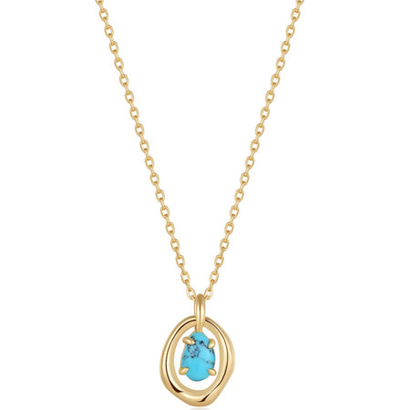 Ania Haie Making Waves Turquoise Pendant Gold Necklace