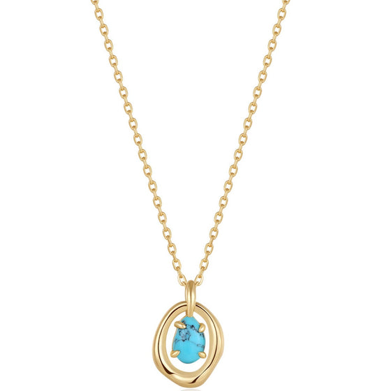 Ania Haie Making Waves Turquoise Pendant Gold Necklace
