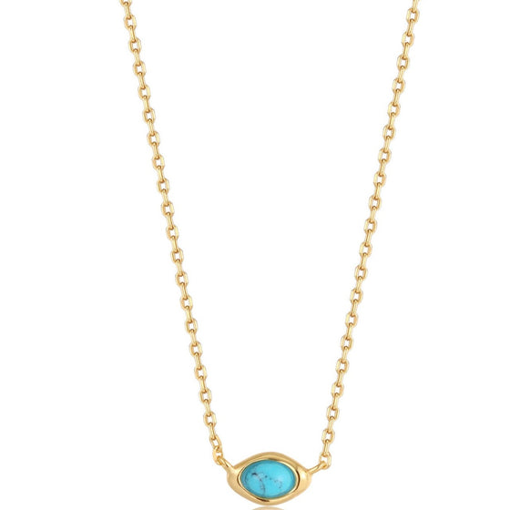 Ania Haie Making Waves Turquoise Small Pendant Gold Necklace