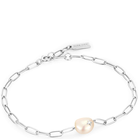 Ania Haie Pearl Sparkle Chunky Chain Silver Bracelet