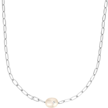 Ania Haie Pearl Chunky Link Silver Necklace