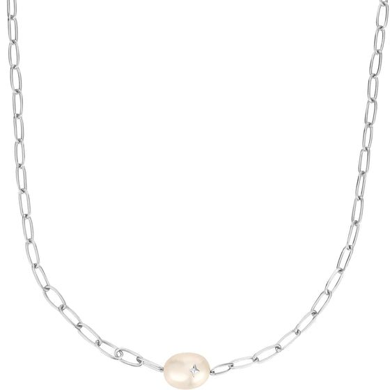 Ania Haie Pearl Chunky Link Silver Necklace