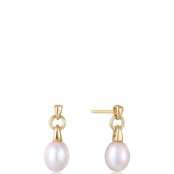 Ania Haie Pearl Drop Gold Stud Earrings