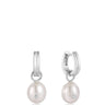 Ania Haie Pearl Drop Sparkle Silver Hoop Earrings