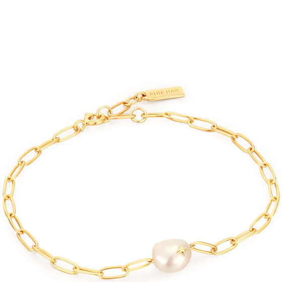Ania Haie Pearl Sparkle Chunky Chain Gold Bracelet