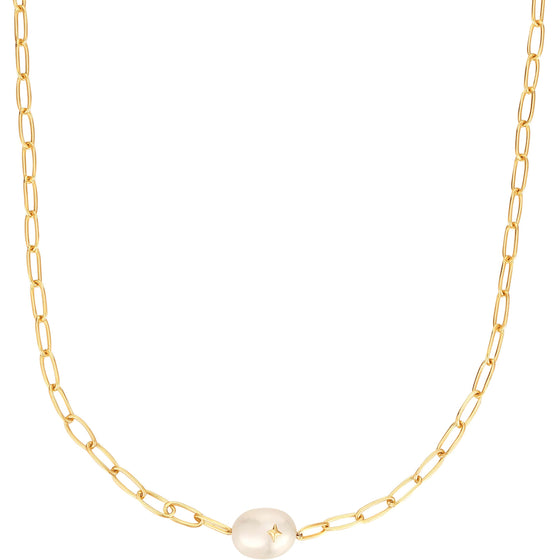 Ania Haie Pearl Sparkle Chunky Chain Gold Necklace